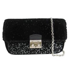 Dior Black Gray Velour Metallic Evening WOC Wallet on a Chain Flap Bag in Box 3