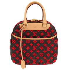 Louis Vuitton Rare Limited Edition Monogram Brown Red Top Handle Satchel Bag