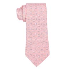HERMES Pink Sailboat Fish Nautical Seashell Print 5 Fold Silk Necktie Tie 5106 H