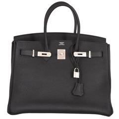 Hermes Birkin Bag 35cm Black Togo Palladium Hardware JaneFinds 10