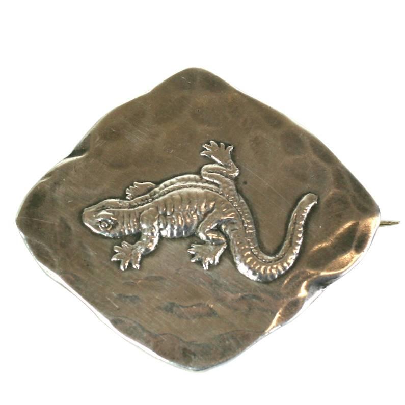 George Shiebler Aesthetic Newt Brooch For Sale