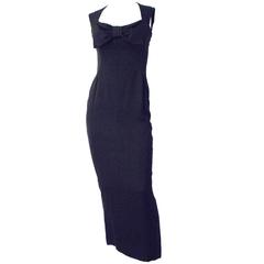 Vintage 60s Black Bow Joseph Magnin Column Dress