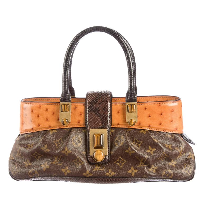 Louis Vuitton Rare Ltd Edition Cognac Snakeskin Stone Top Handle Satchel Bag For Sale at 1stdibs
