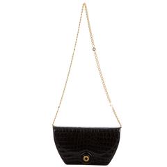Tiffany & Co Vintage Black Animal Skin Leather Gold Chain Evening Shoulder Bag