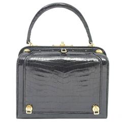 Lederer Black Croc Bag with Concealed Compartment 11