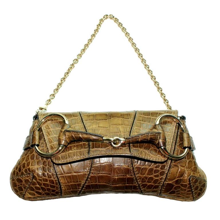 Stunning Gucci 1921 Horsebit Exotic Crocodile Sking Clutch Bag at 1stDibs |  sking bag
