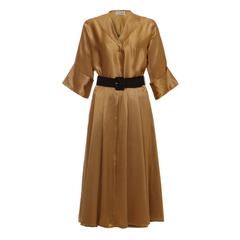 1940s Vintage Gold Satin Dress