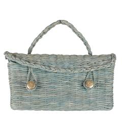 ROBERTA DI CAMERINO VINTAGE Green Woven Raffia Straw HANDBAG Satchel 6