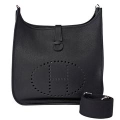 Hermes Black Evelyne GM Clemence Unisex Cross Body Messenger Bag 