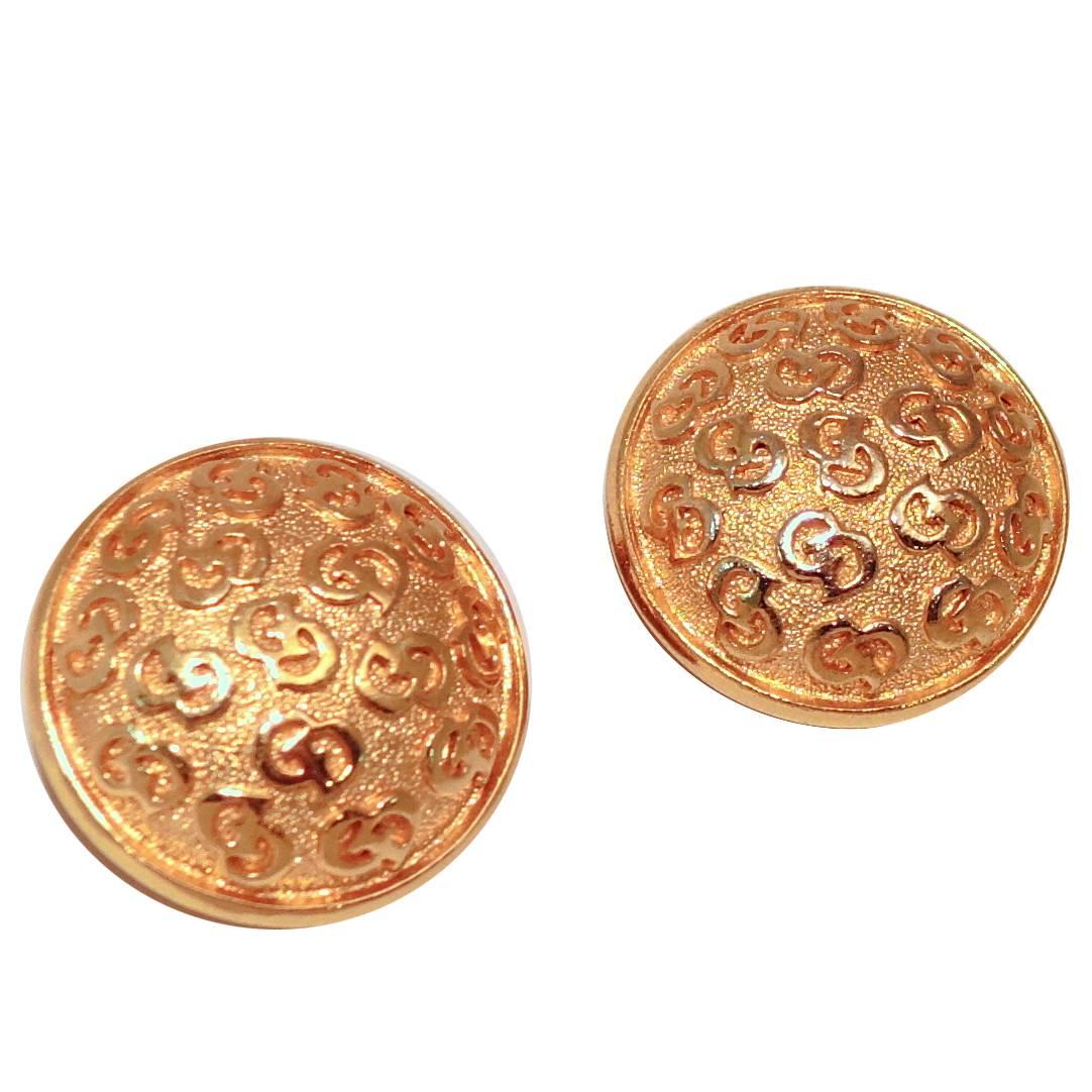 Christian Dior Vintage Signed Button Clip Earrings