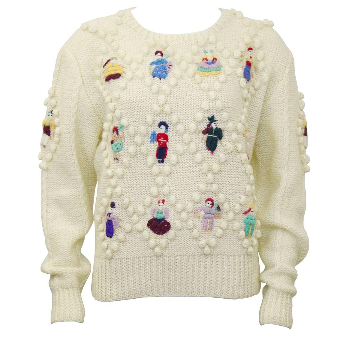 1980s Norma Kamali Aran Style Cable Knit Sweater