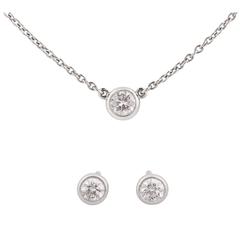 TIFFANY & CO Elsa Peretti "Diamonds By The Yard" Platinum Necklace Earring Set