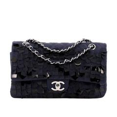 Chanel Classic Double Flap Bag Pailette Embellished Quilted Satin Medium