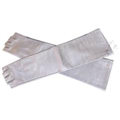 New CHANEL Silver leather long fingerless gloves 2012 Bombay collection
