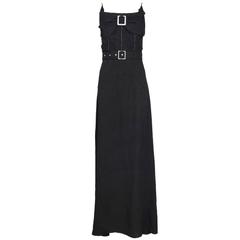 John Galliano 1940s Inspired Black Evening Dress w/Decorative Bow & Rhinestones 2