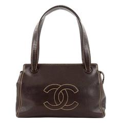 Chanel CC Stitch Zip Shoulder Bag Caviar Large