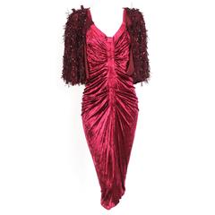 John Galliano Velvet Dress and Knitted Beaded Contrasting Jacket 5