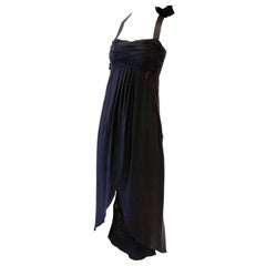 Vintage Early 1980s Chanel Silk Camellia Evening Dress 