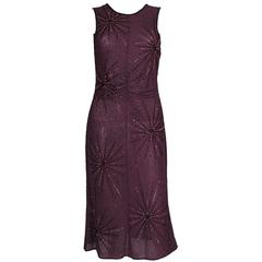 Tomsaz Starzewski Aubergine Beaded Cocktail Dress 6