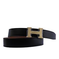 Hermes Belt 32mm Togo Leather Noir/Gold Color 95cm Size H Gold Hardware 2016