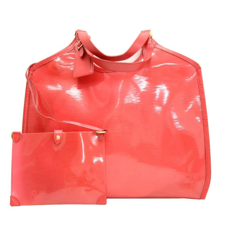 Louis Vuitton Plage Lagoon GM Red Vinyl Beach Bag