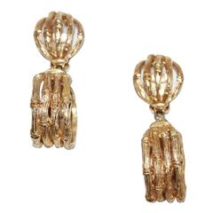 Rare bamboo dangling earrings of the 70s 4
