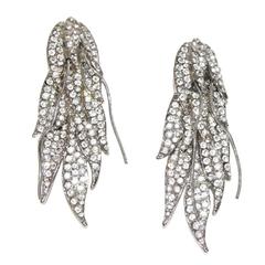 Vintage Unique crystal feathers earrings of the 80s