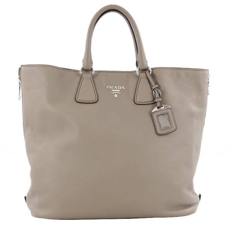 Prada daino side zip leather shopper outlet