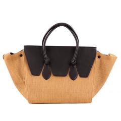 Celine Tie Tote Raffia and Leather Small