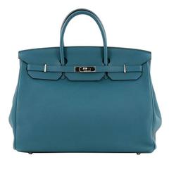 Hermes Birkin Handbag Blue Togo with Palladium Hardware 40