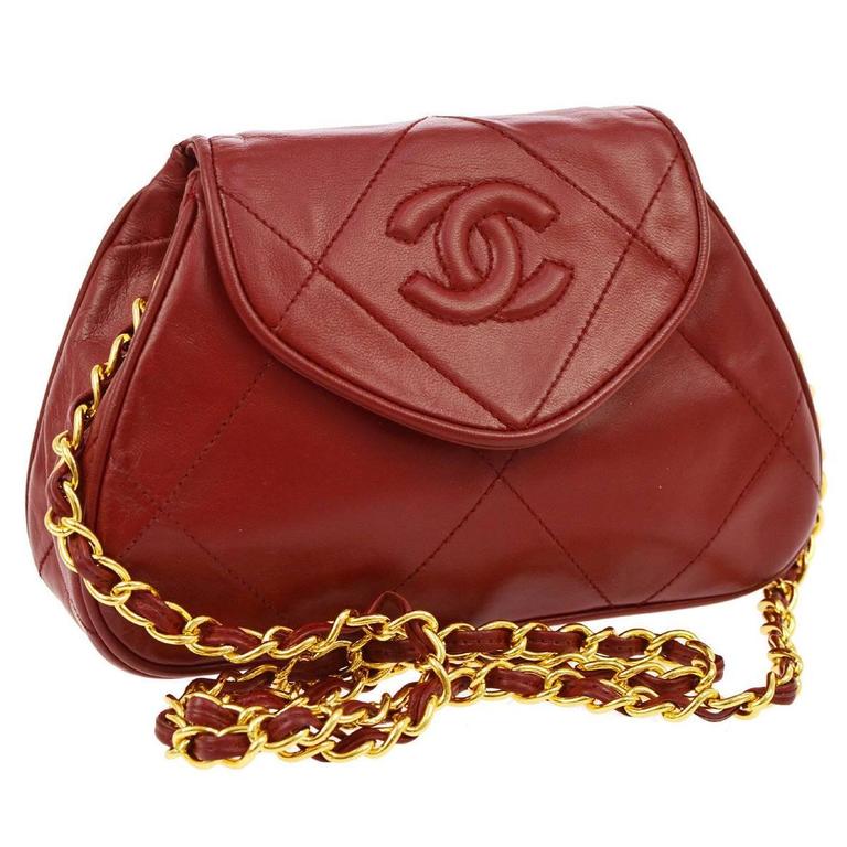 Chanel Rare Bordeaux Red Lambskin Flap Evening Party Crossbody Shoulder Bag For Sale at 1stdibs
