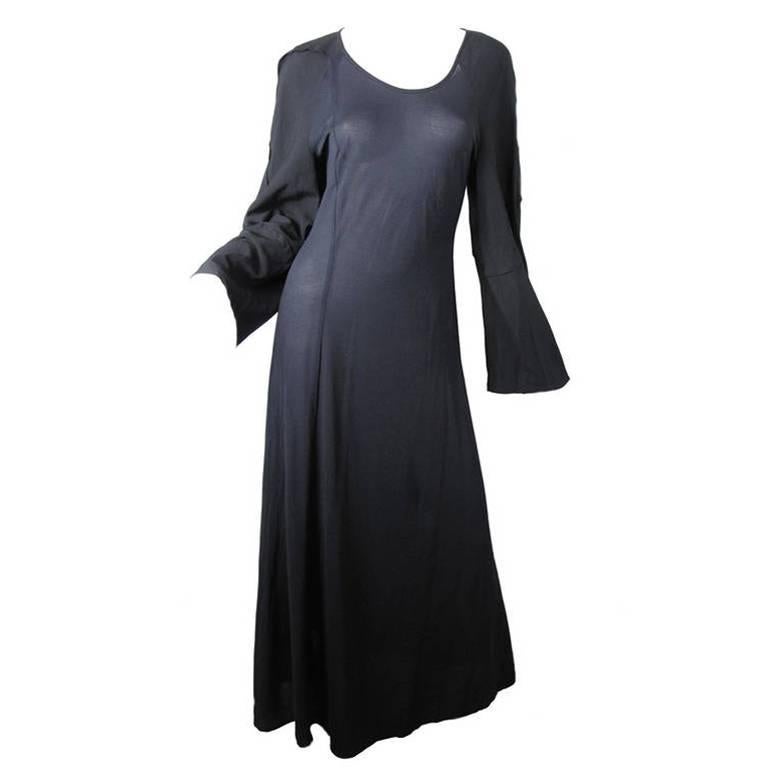 Yohji Yamamoto long black nylon mesh dress 