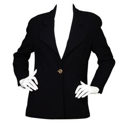 Chanel '94 Black Wool Single Button Blazer sz FR44