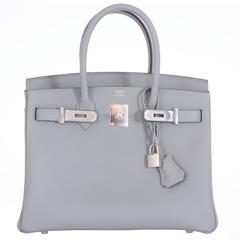 Hermes Birkin Bolso 30cm Gris Mouette Palladium Hardware JaneFinds
