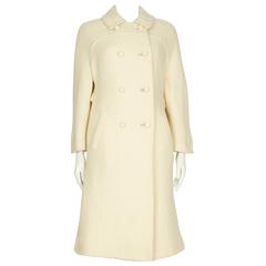 1960s Cream Wool Double Breasted Coat