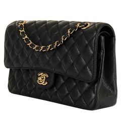 Pristine Chanel Medium Classic Timeless Black Quilted Caviar Shoulder Bag + GHW