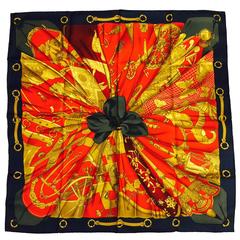 1995 Hermes Soleil de Soi Silk Twill Scarf by Artist Caty Latham