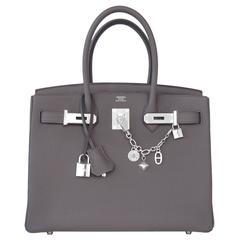 Hermes Etain Togo 30cm Birkin Tin Grey Palladium Hardware 2016 X Stamp