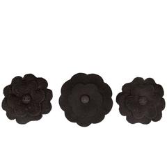 Vintage CHANEL Set of Three Camellia Brooches