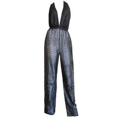 Fabulous Halston Beaded Silk Plunge Jumpsuit & Kimono Jacket 2