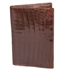 Gents Mid Century Brown Crocodile Wallet Never Vintage