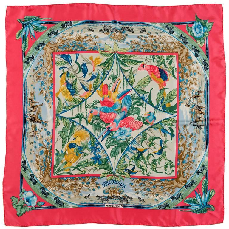 Hermes Silk Scarf, Tropiques by 'Toutsy' Bourthoumieux For Sale