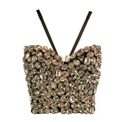 F/W 1991 Dolce & Gabbana Crystal Bustier Bra Halter Crop Top XS