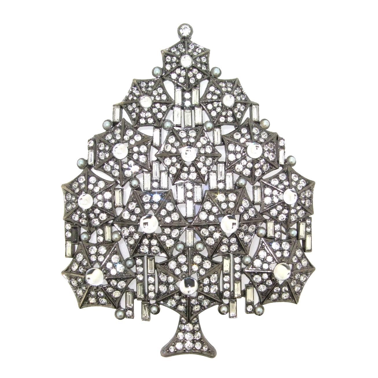 Large Christmas Tree Brooch by Cristobal London For Sale