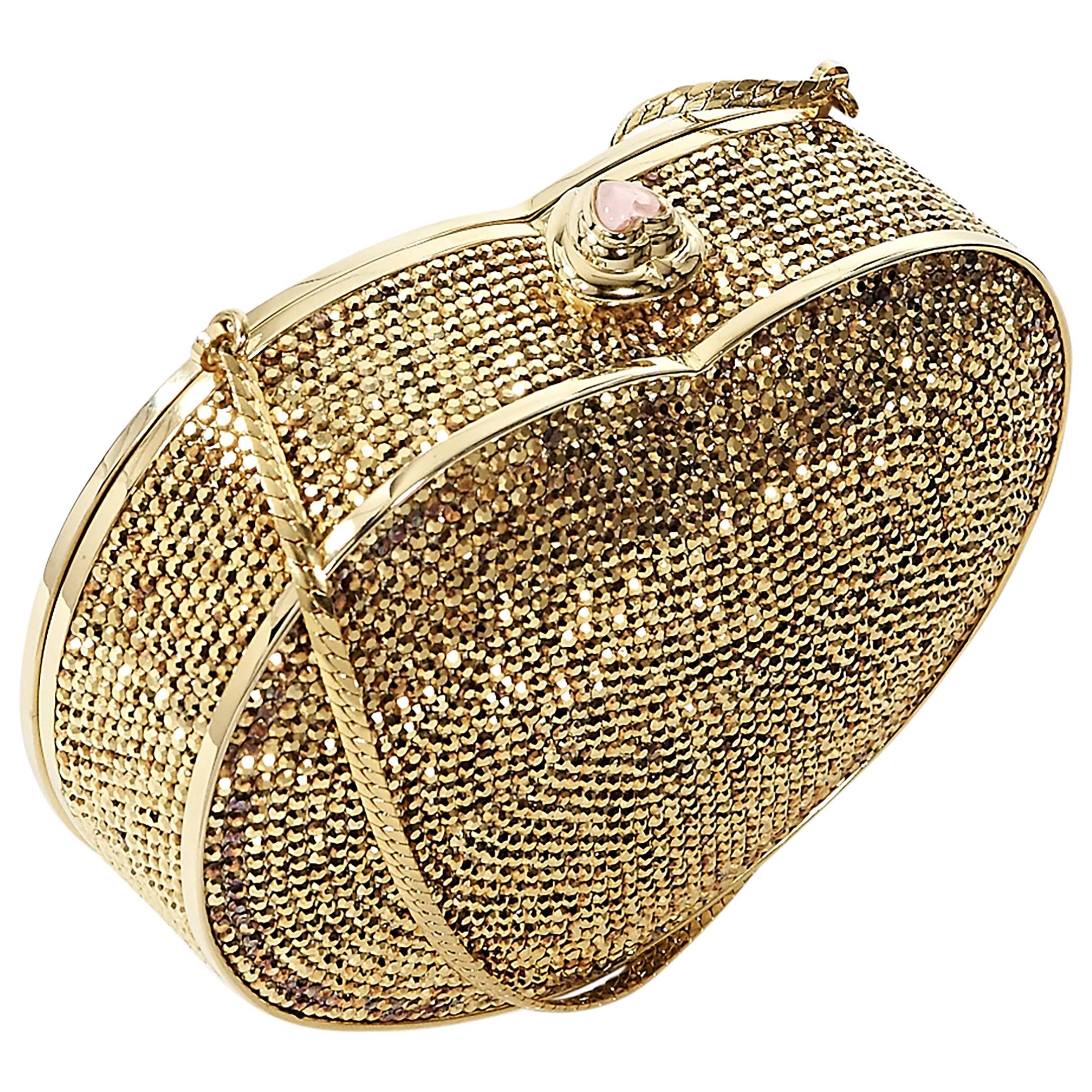 Gold Judith Leiber Embellished Heart Clutch