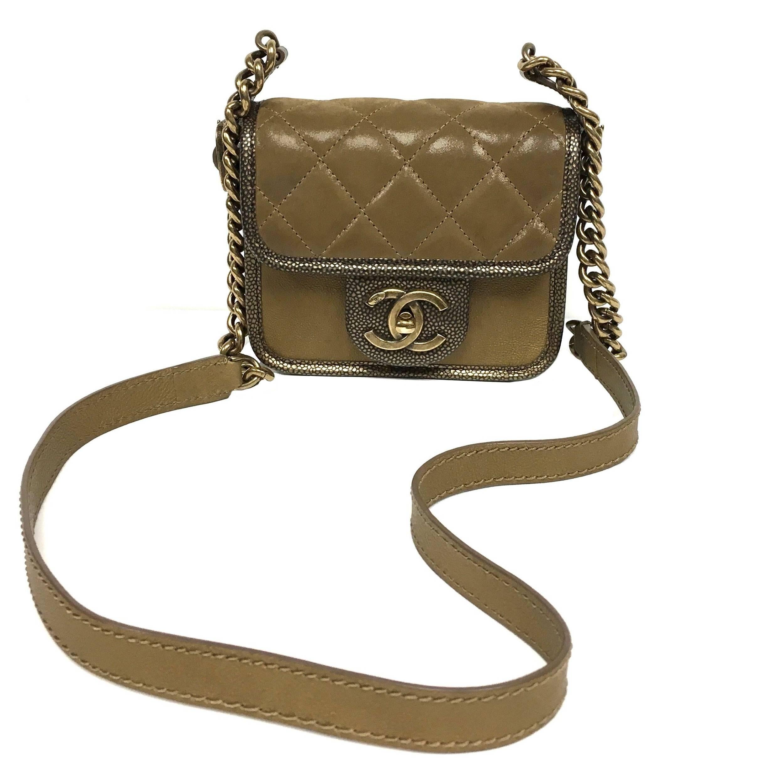 CHANEL Back To School 2.55 Flap Mini Iridescent Brown Bronze Cross Body Bag