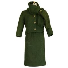 Vintage c.1958 Green Museum Held Balenciaga Haute Couture Suit