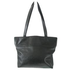 Chanel Black Leather Tote Bag 