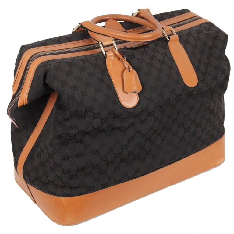 GUCCI VINTAGE Black GG MONOGRAM Canvas TRAVEL BAG Weekender at 1stdibs