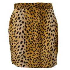 Givenchy Couture by Alexander Mcqueen 1990s faux leopard fur skirt 